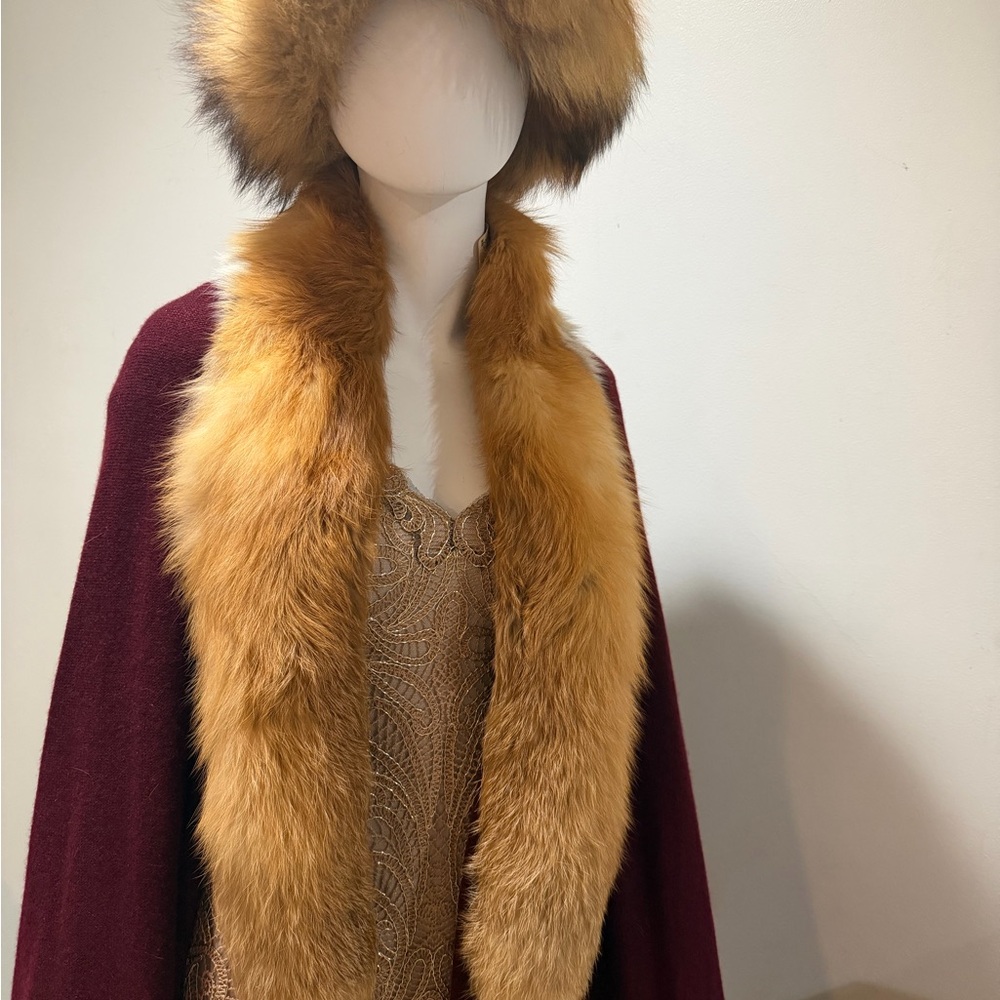 Red fox fur scarf & fox hat luxurious long hair Cossack hat new gold fox scarf - Picture 9 of 16